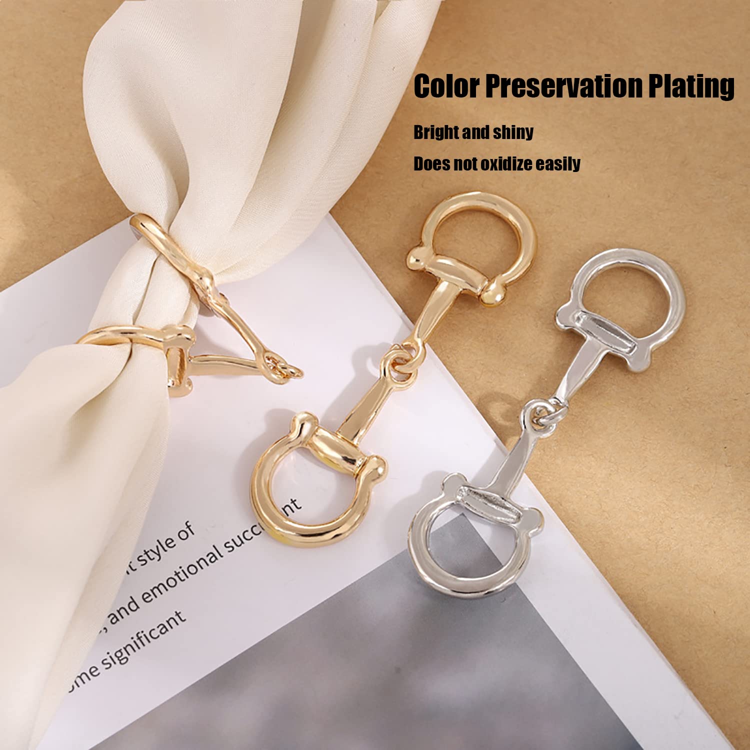 YLYSLFC 2Pcs Elegant Horsebit Scarf Rings for Women - Silk Scarf Buckle Accessories | Perfect for Office, Party & Everyday Fashion
