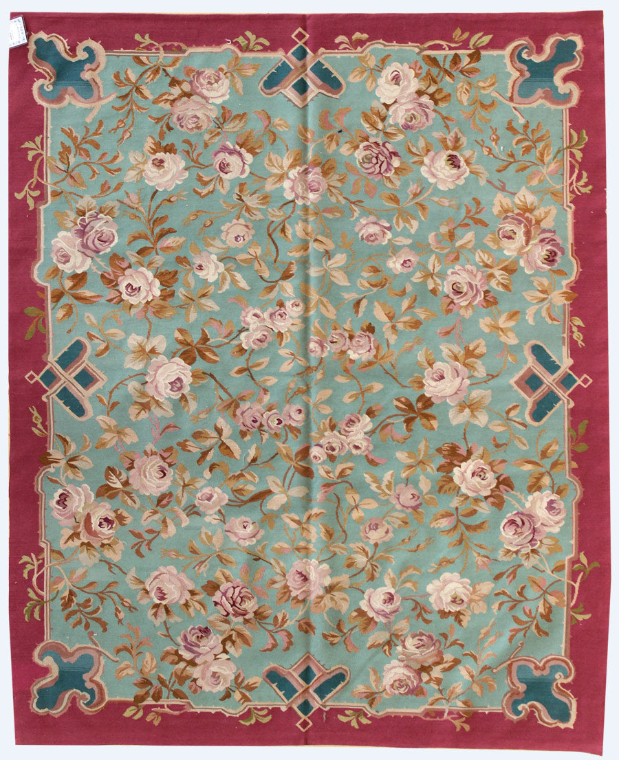 Aubusson Traditional Closeout Rug J9671 - Handmade Vintage French Style Area Rug for Living Room, Bedroom & Dining Room Decor