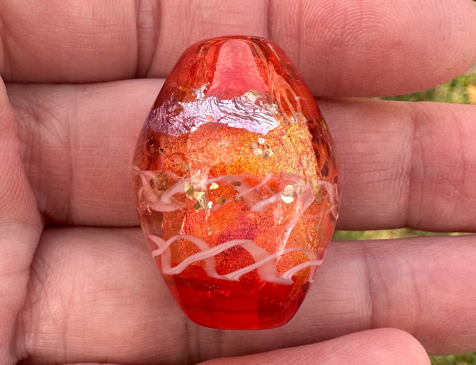 Handmade Orange Treasure Lampwork Glass Focal Bead for Jewelry Making - Perfect for Necklaces, Bracelets & DIY Craft Projects