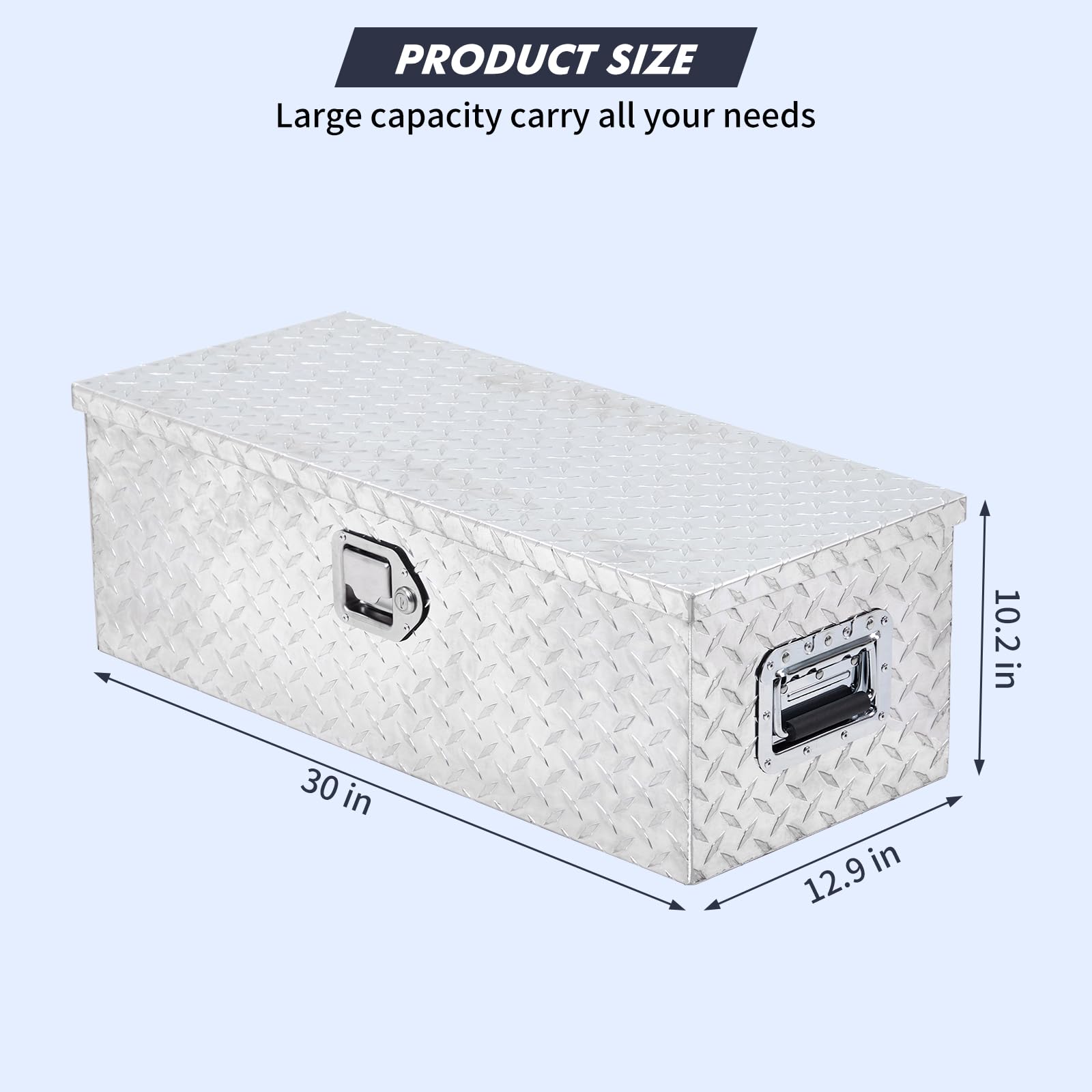 GARVEE 30 Inch Heavy Duty Diamond Plate Toolbox with Shelf - Silver | Durable Truck Tool Storage for Mechanics, Contractors & DIY Enthusiasts | Perfect for Pickup Trucks, Workshops & Job Sites