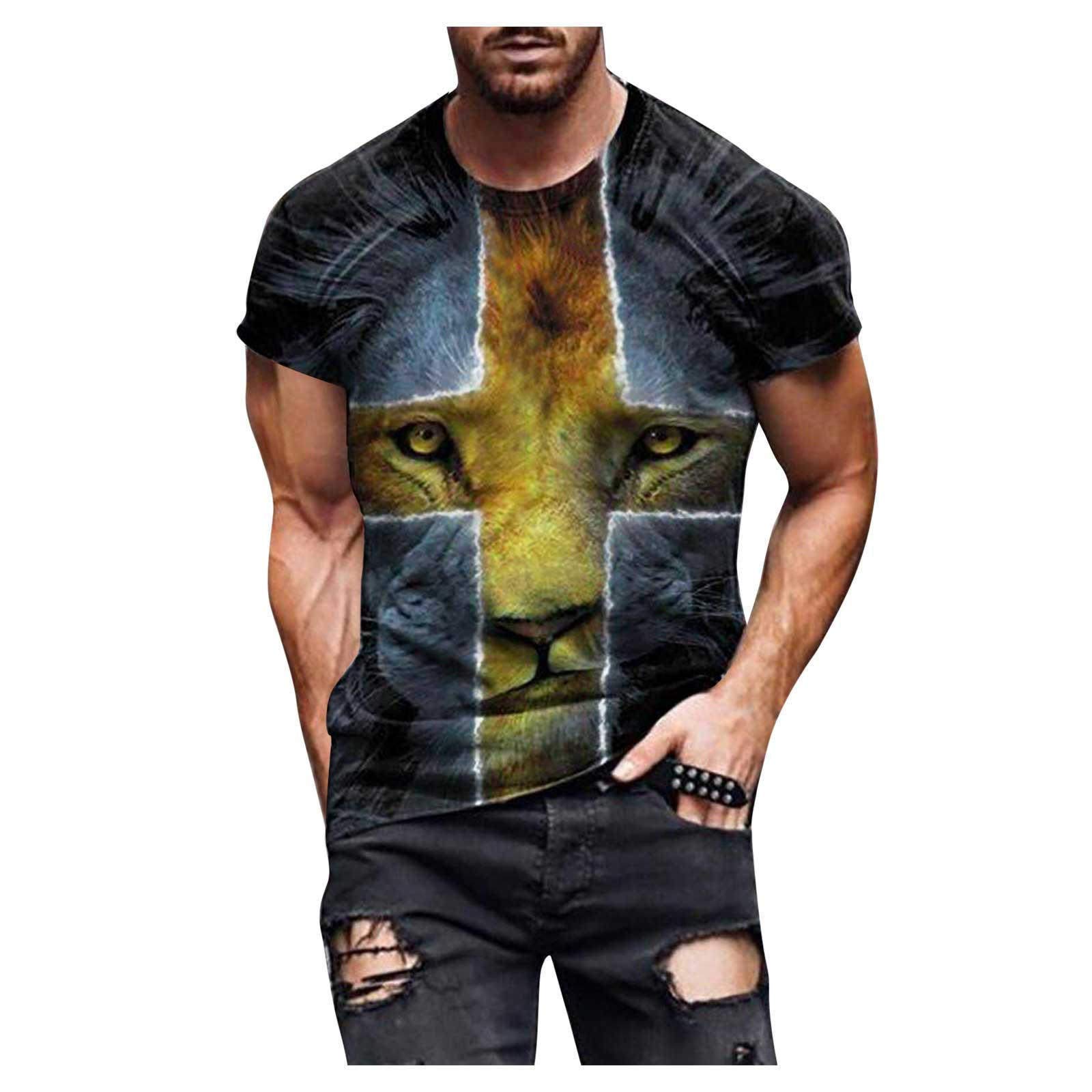 WOCACHI Men's Long Sleeve T-Shirt - Military Style Jesus Cross & Lion Print Athletic Tee for Streetwear, Workout & Casual Wear | Fall Fashion Essential