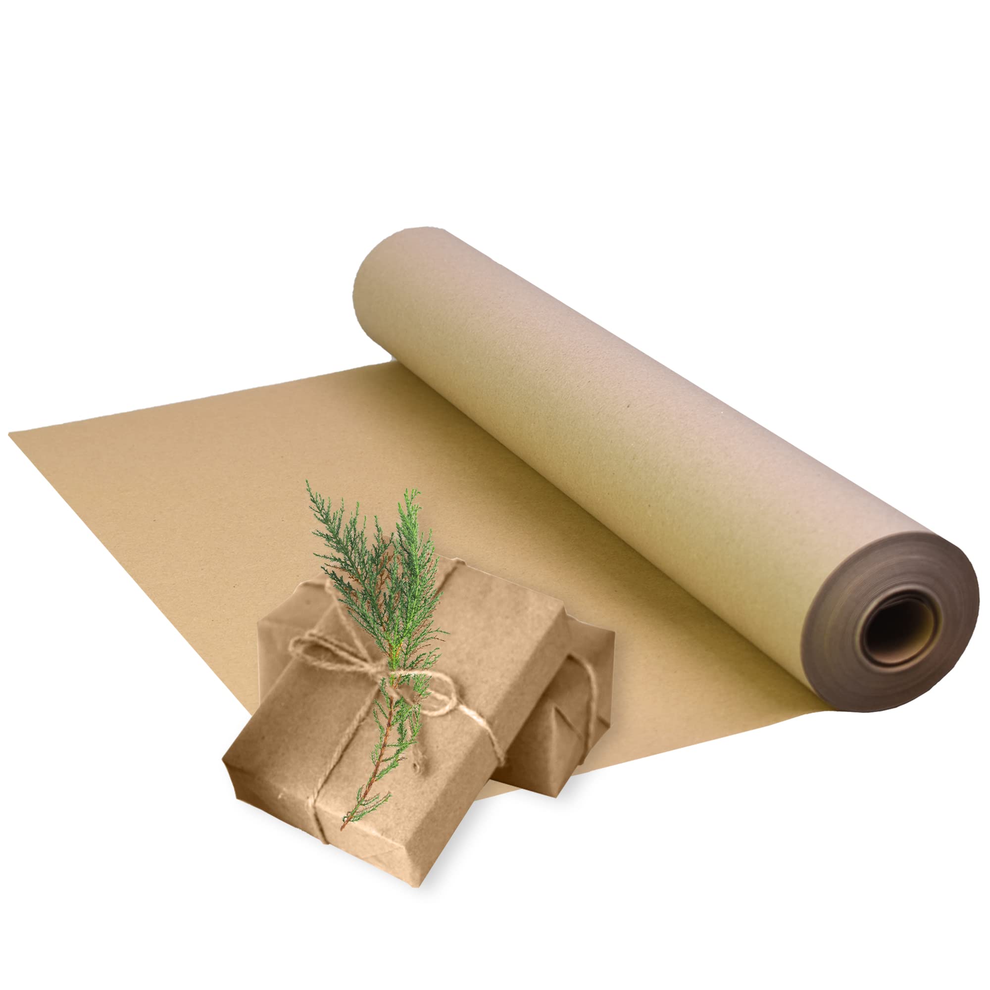 Eco-Friendly 500mm x 50m Brown Kraft Paper Roll | 100% Recycled Biodegradable Wrapping & Packing Paper | Ideal for Gift Wrapping, Shipping Packages & Craft Projects (50 Meters)