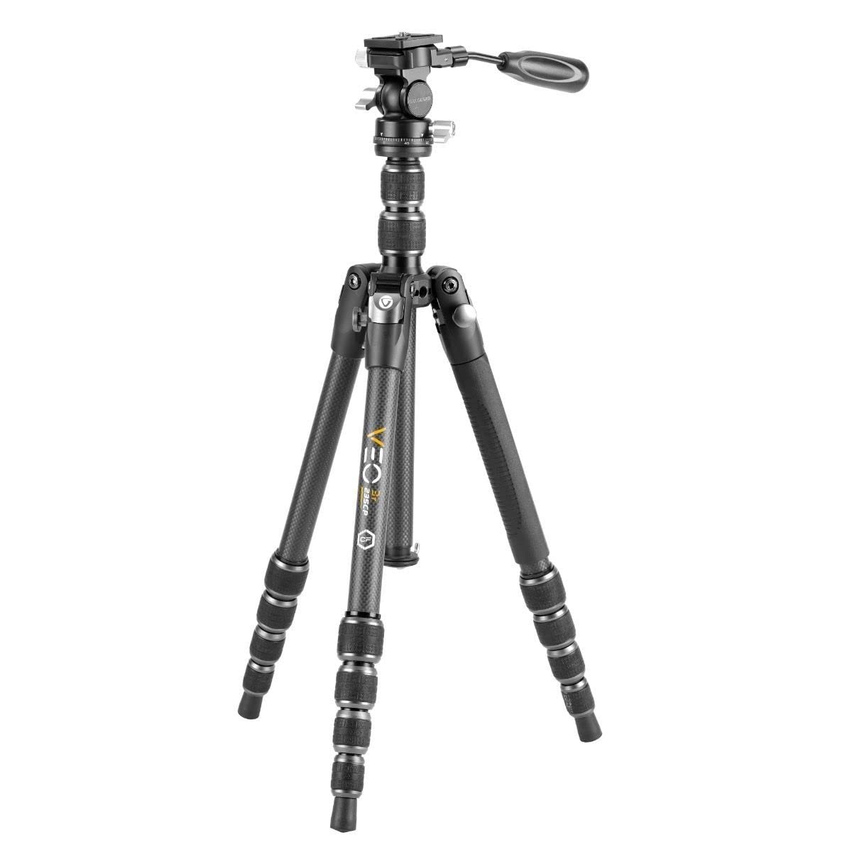 Vanguard VEO 3T 235CP Carbon Fiber Travel Tripod with 2-Way Pan Head - 6kg Load Capacity | Lightweight Compact Tripod for Travel Photography, Vlogging & Outdoor Adventures