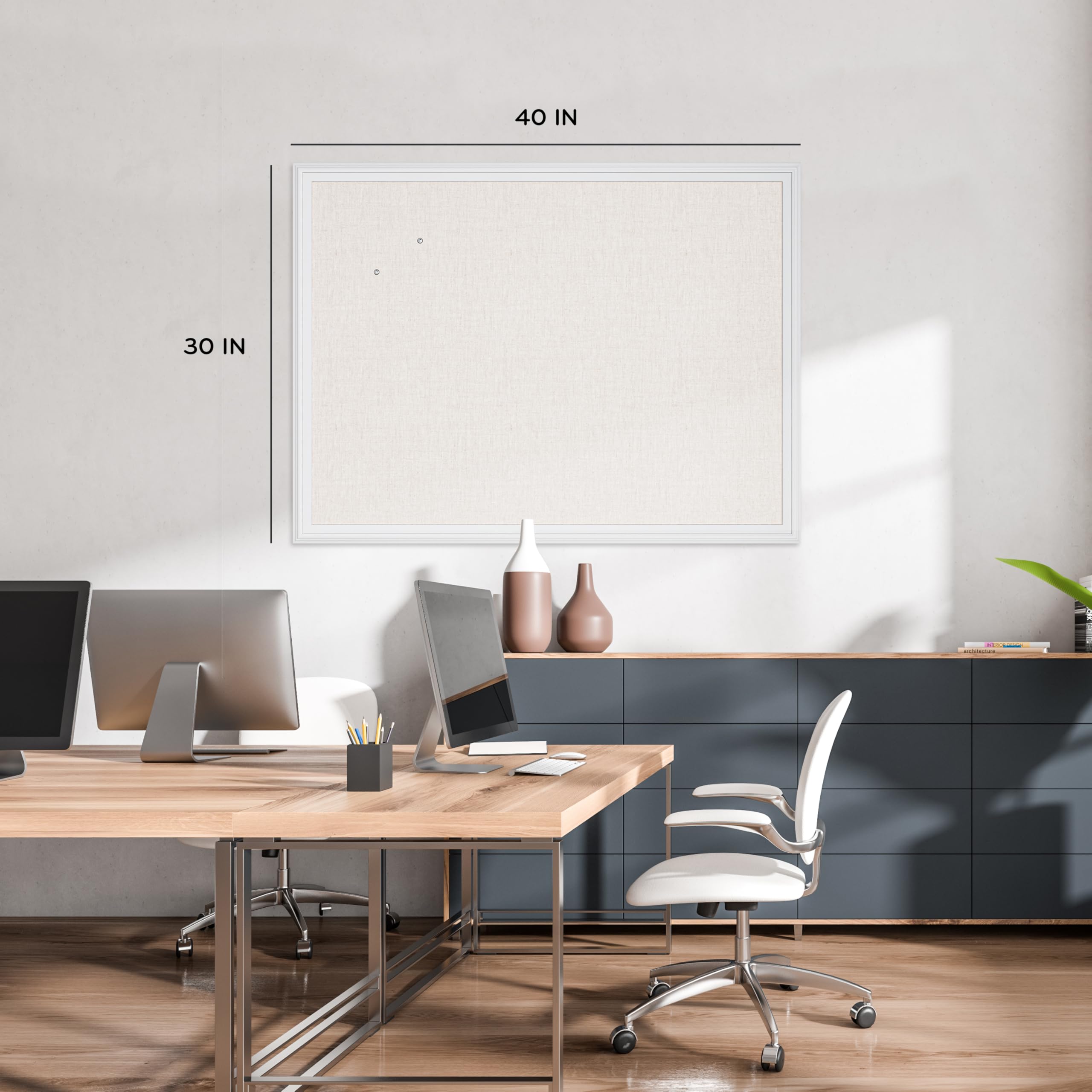 U Brands Farmhouse Linen Bulletin Board 40