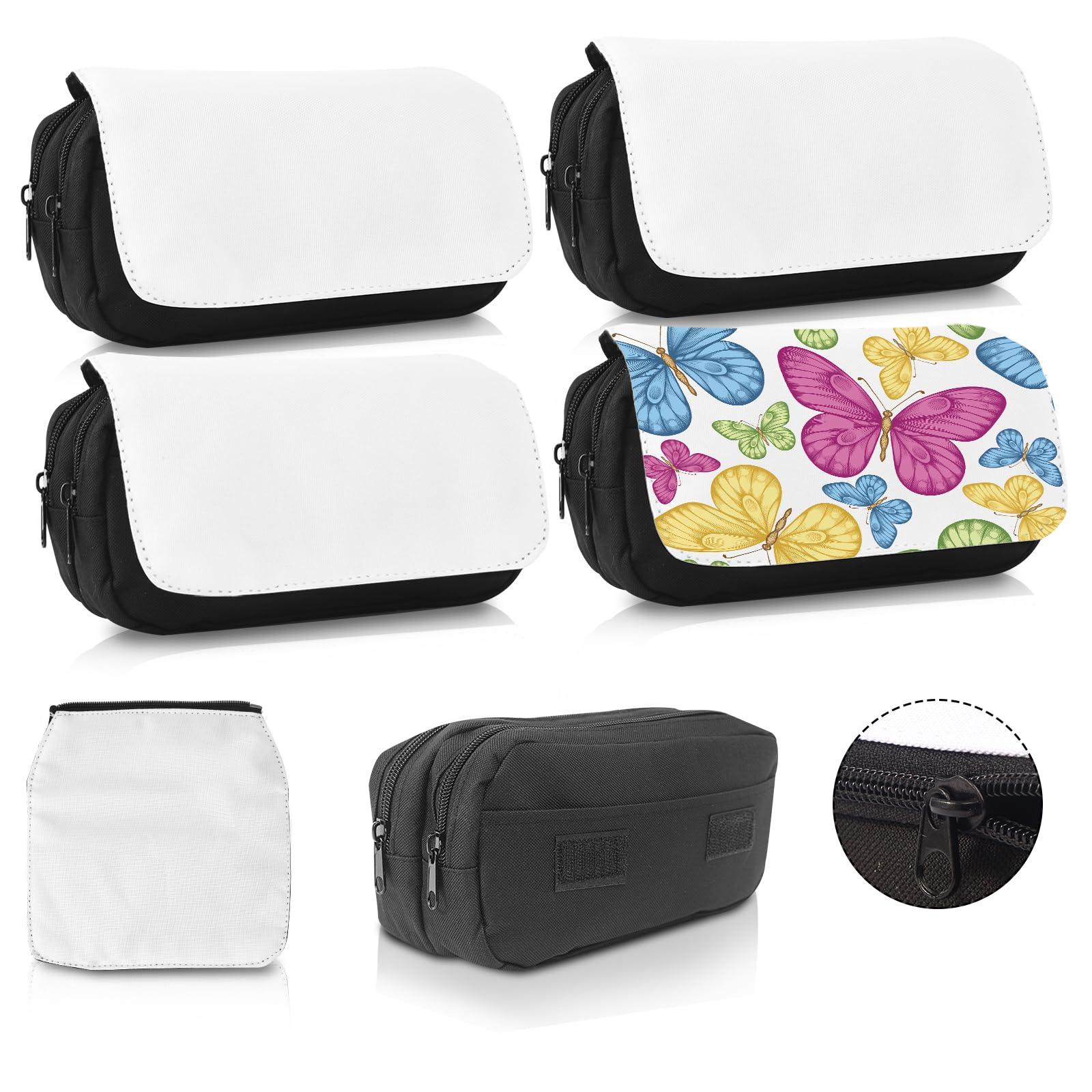 4Pcs Sublimation Makeup Bags Bulk - DIY Heat Transfer Cosmetic & Toiletry Bags with Zipper for Women - Perfect for Travel, Gifts & Craft Projects