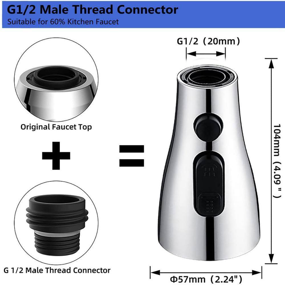 3 Mode Kitchen & Bathroom Tap Aerator - Anti-Splash Shower Head with 9 Adapters (Silver) | Perfect for Water Conservation & Gentle Rinsing in Sinks, Dishes & Handwashing