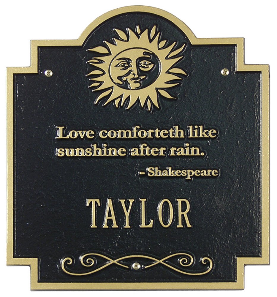 Whitehall Sun Poem Plaque in Black and Gold - Elegant Wall Decor for Home, Office, or Gift - Perfect for Living Room, Bedroom & Entryway