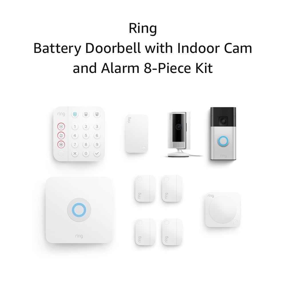 Smart Video Doorbell with Indoor Camera & Alarm System - Venetian Bronze & White - 8-Piece Home Security Kit for Front Door Monitoring & Smartphone Alerts