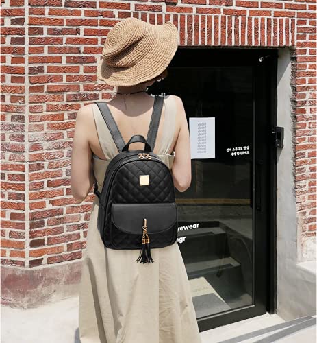 Cute Mini Leather Backpack Purse for Women - 2-PCS Fashion Backpack with Bowknot (White) for School & Travel