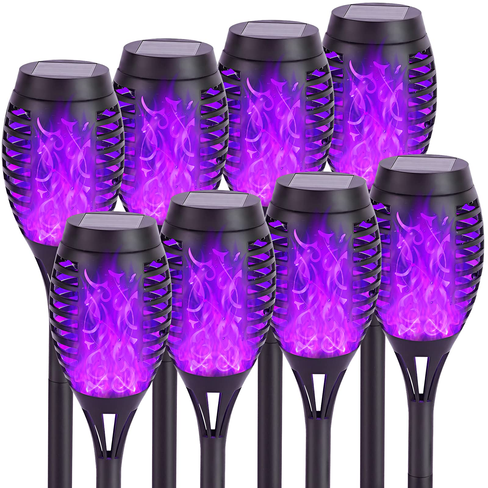 8 Pack Solar Torch Lights Outdoor Waterproof - Flickering LED Flame Solar Lights for Garden, Patio, Pathway & Yard Decor - Perfect for Landscape Lighting, Outdoor Parties & Evening Ambiance