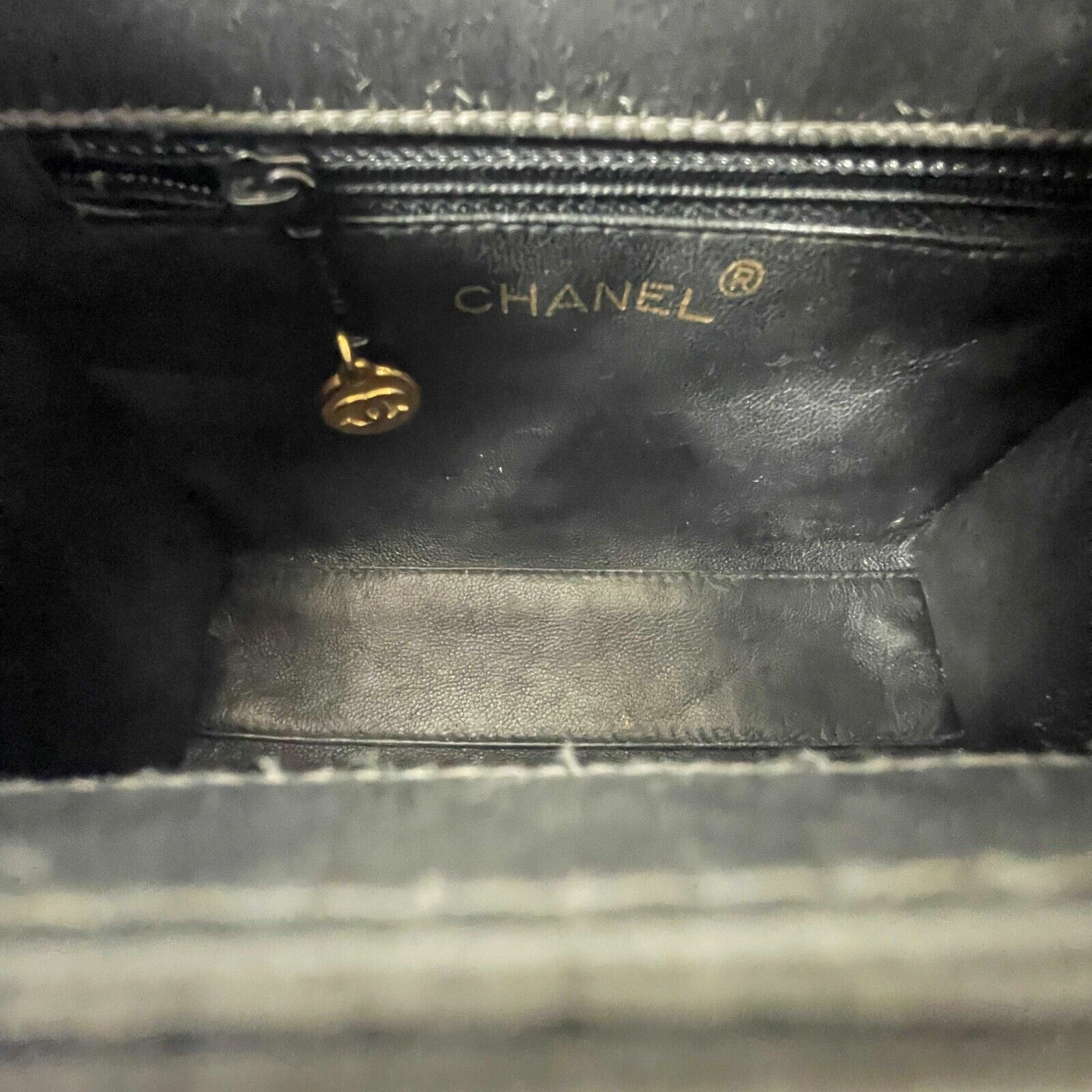 Vintage CHANEL Satin & Leather Carry Clutch Handbag - Dark Grey with Gold Accents | Luxury Evening Bag for Women, Perfect for Parties, Weddings & Special Occasions