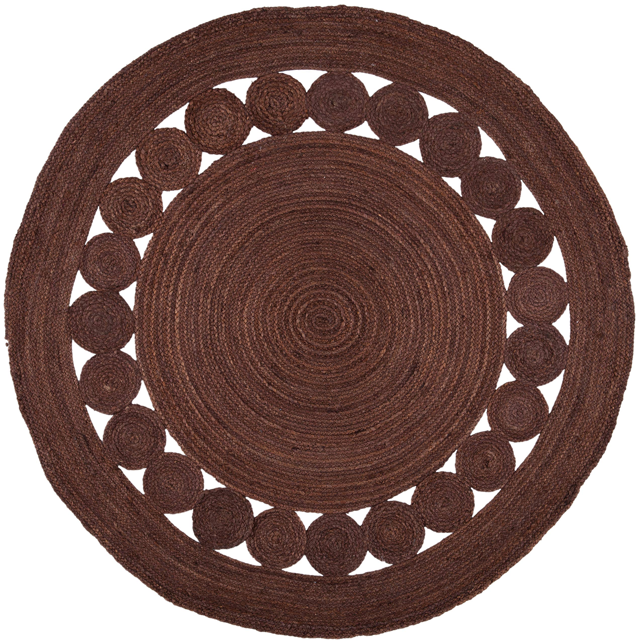 SAFAVIEH Natural Fiber Round Collection 7' Round Brown NF364T Handmade Boho Charm Farmhouse Jute Area Rug - Perfect for Living Room, Bedroom & Boho Decor