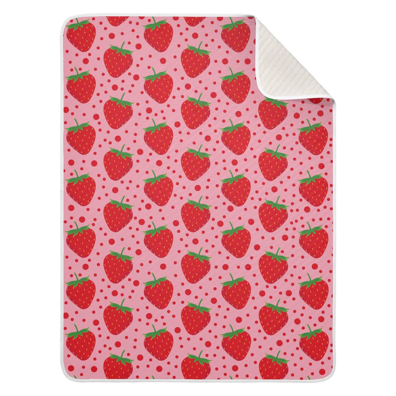 JIPONI Super Soft & Warm Baby Blanket - Strawberry Polka Dot Design, Personalized for Boys & Girls, 30x40 Inch - Perfect for Nursery, Swaddling, Stroller & Gift Giving