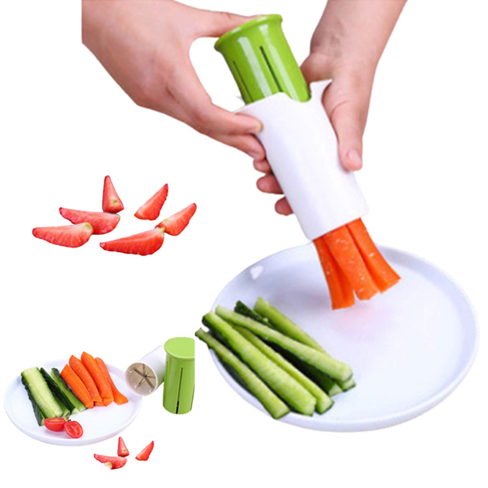 Strawberry Grape Cucumber Slicer - Multi-Function Vegetable Cutter for Carrot, Potato - Creative Kitchen Tool for Salad Making, Pizza Topping & Fruit Platter Presentation - Perfect for Meal Prep, Party Snacks & Healthy Eating
