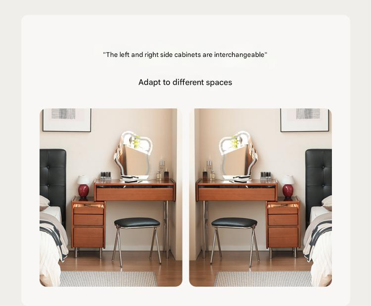 Modern Poplar Solid Wood Bauhaus Dressing Table - Multi-Functional Vanity Desk with Mirror & Storage for Bedroom, Home Office, or Apartment