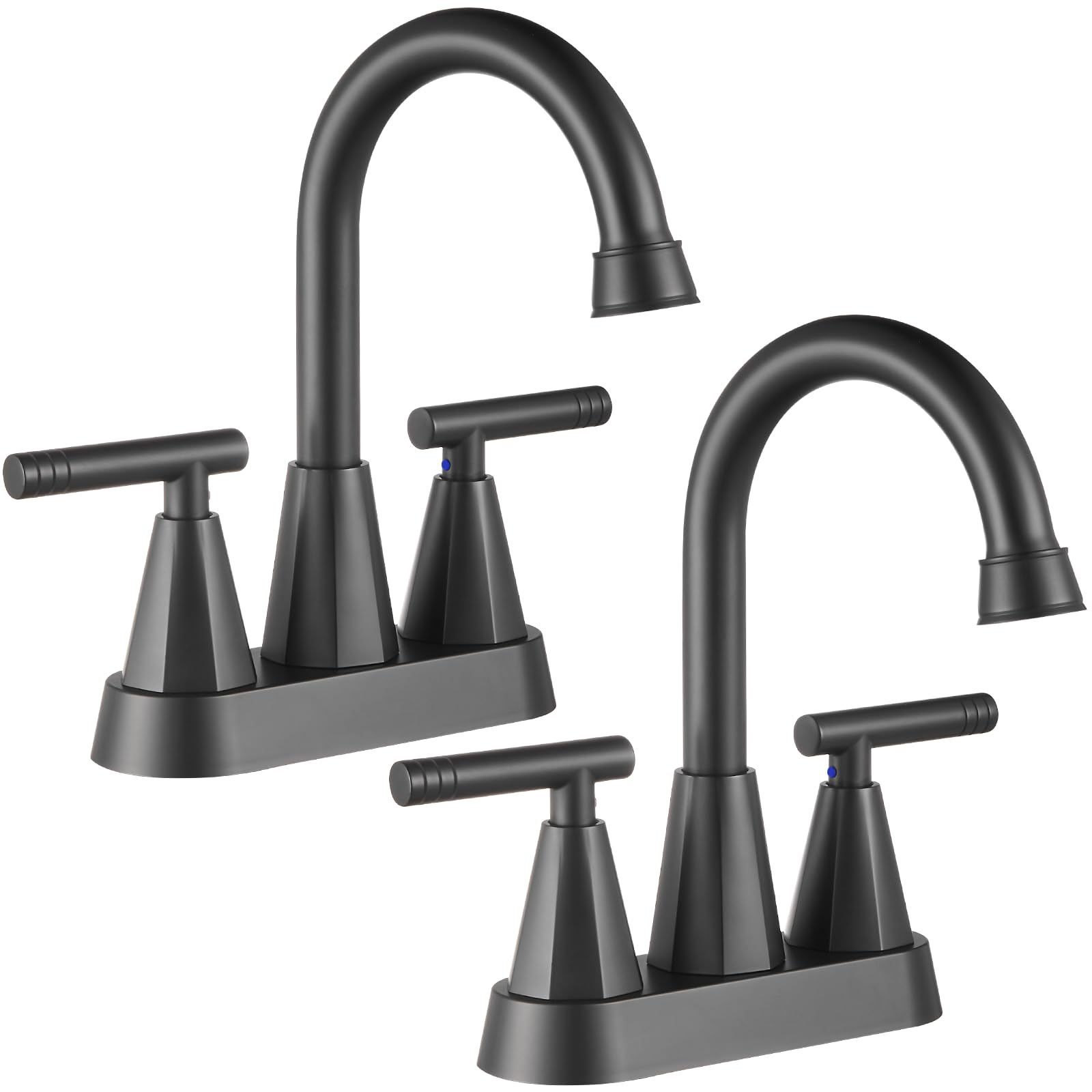 Cobbe 4 Inch 3-Hole Centerset Bathroom Faucet with Pop-Up Drain & 2 Supply Hoses - 2 Handle Matte Black Vanity Sink Faucet (2 Pack) - Perfect for Modern Bathroom Renovations & Guest Bathroom Upgrades