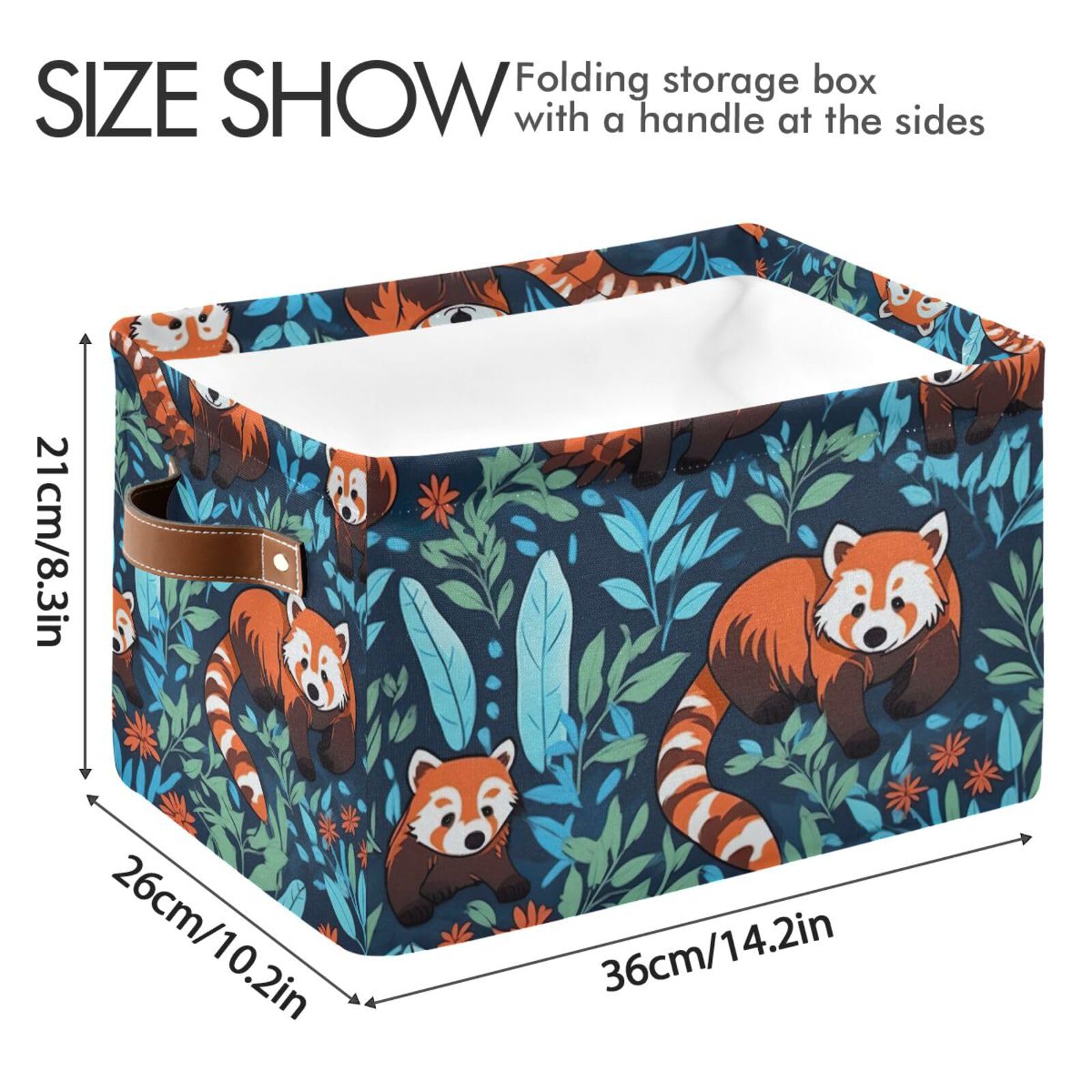 Foldable Canvas Storage Baskets with Handles - 2 Pack Panda Design Fabric Organizer Box for Clothes, Toys & Home Organization | Perfect for Bedroom, Closet, Office & Nursery Decor