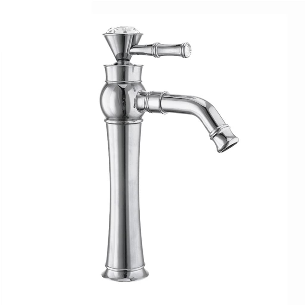 Luxury Crystal Chrome Bathroom Sink Faucet - Deck Mount Swivel Spout Hot & Cold Water Mixer Tap for Vanity Basin - Modern Tall Chrome Finish - Perfect for Home, Hotel & Spa Bathroom Renovations