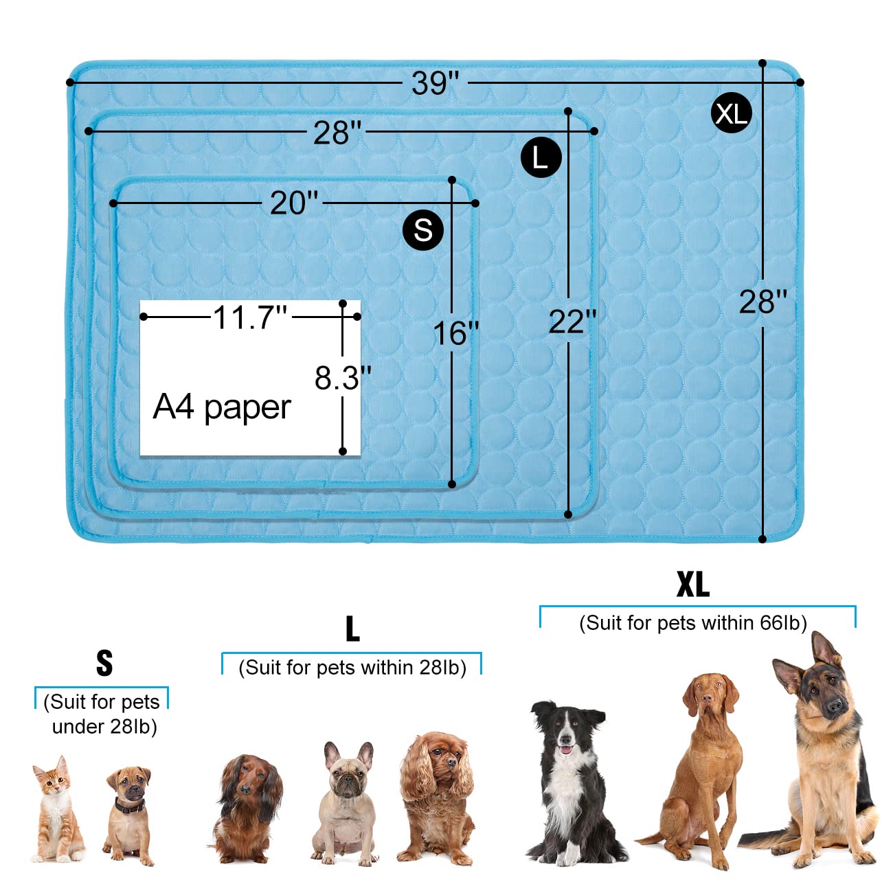 Self-Cooling Dog Mat for Summer - Ice Silk Washable Pet Cooling Pad for Dogs & Cats - Small 20