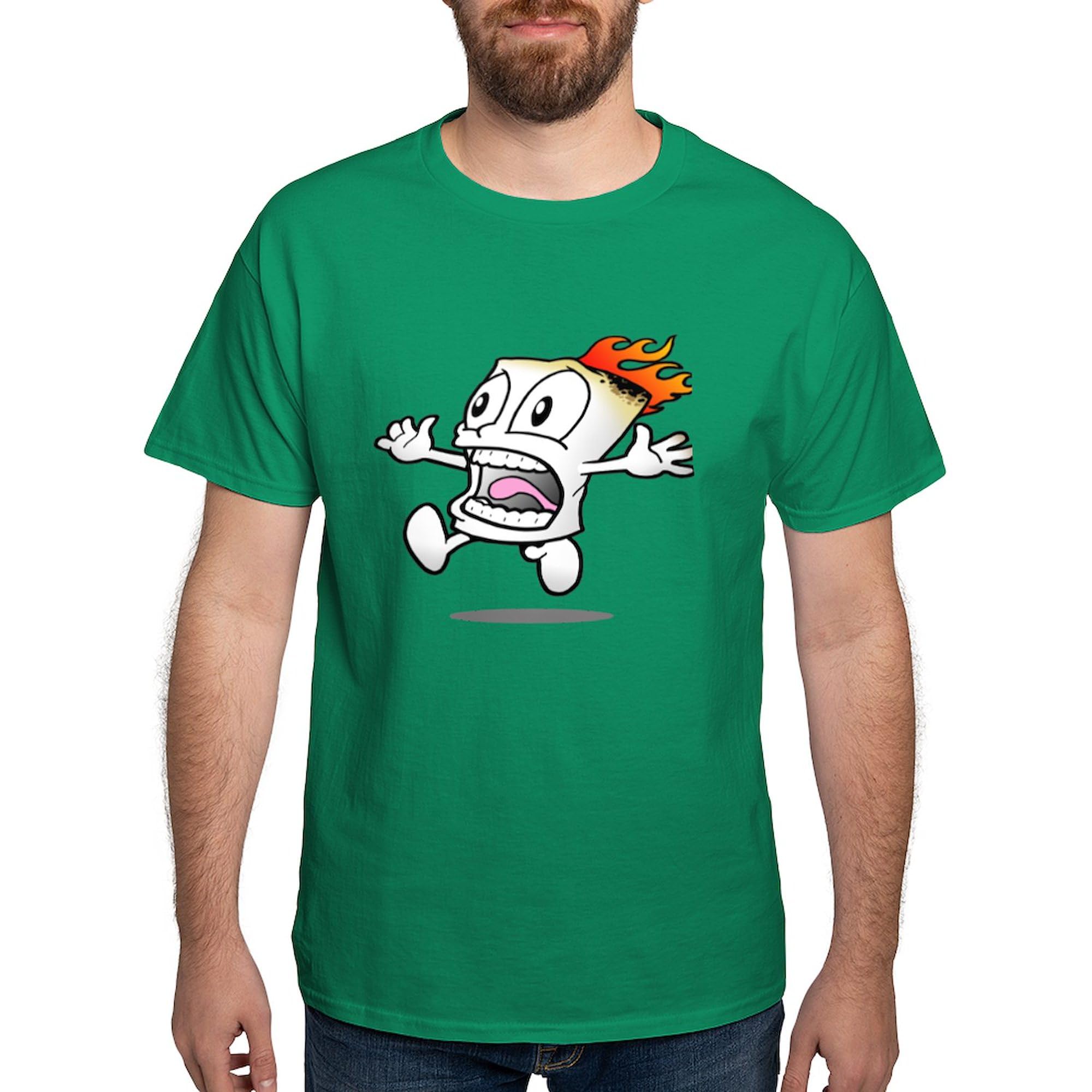 Funny Flaming Marshmallow Graphic T-Shirt for Men | 100% Cotton Dark Tee | Casual Wear, Gift Idea & Funny Costume Party Outfit