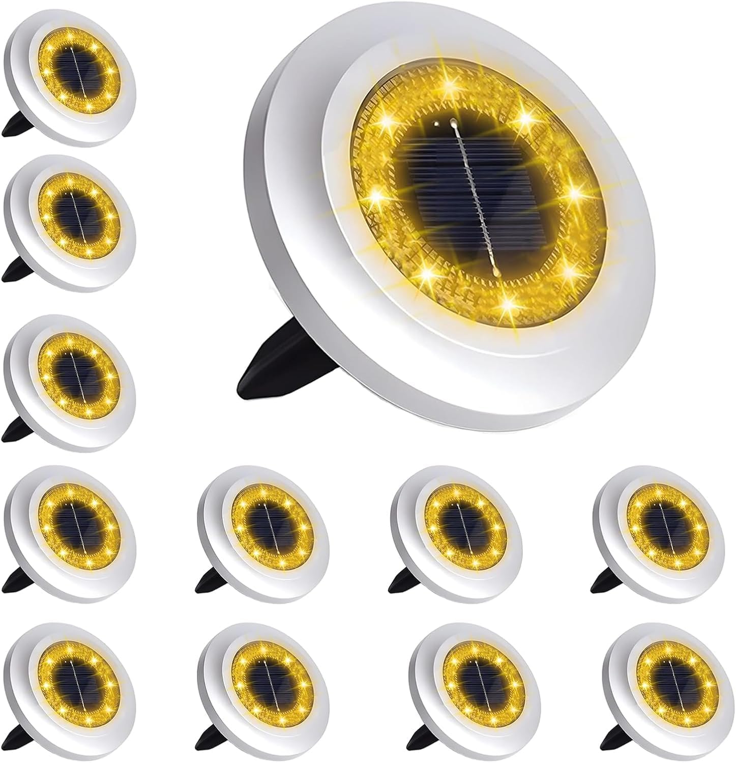12 Pack Solar Garden Lights - Waterproof LED Outdoor Lighting for Pathway, Yard, Deck