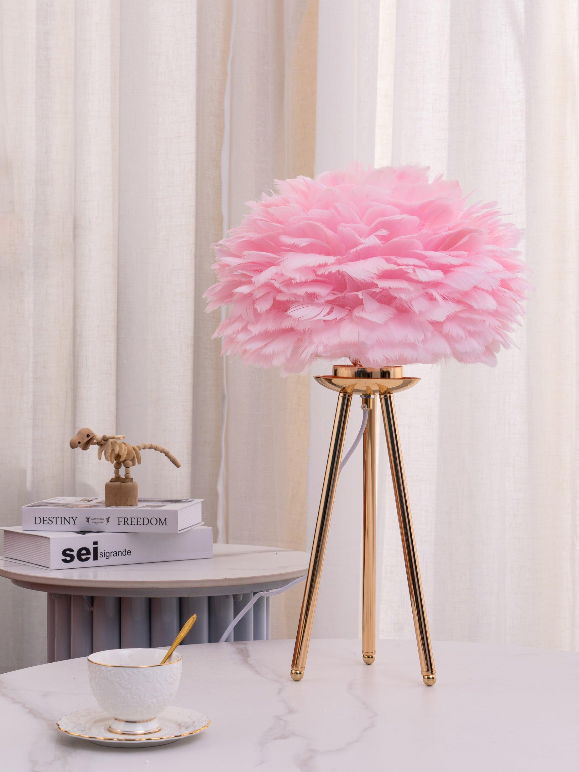 Elegant Goose Feather Table Lamp - Soft Warm White Light for Bedroom, Living Room & Office Decor - Perfect for Cozy Nights & Relaxing Ambience