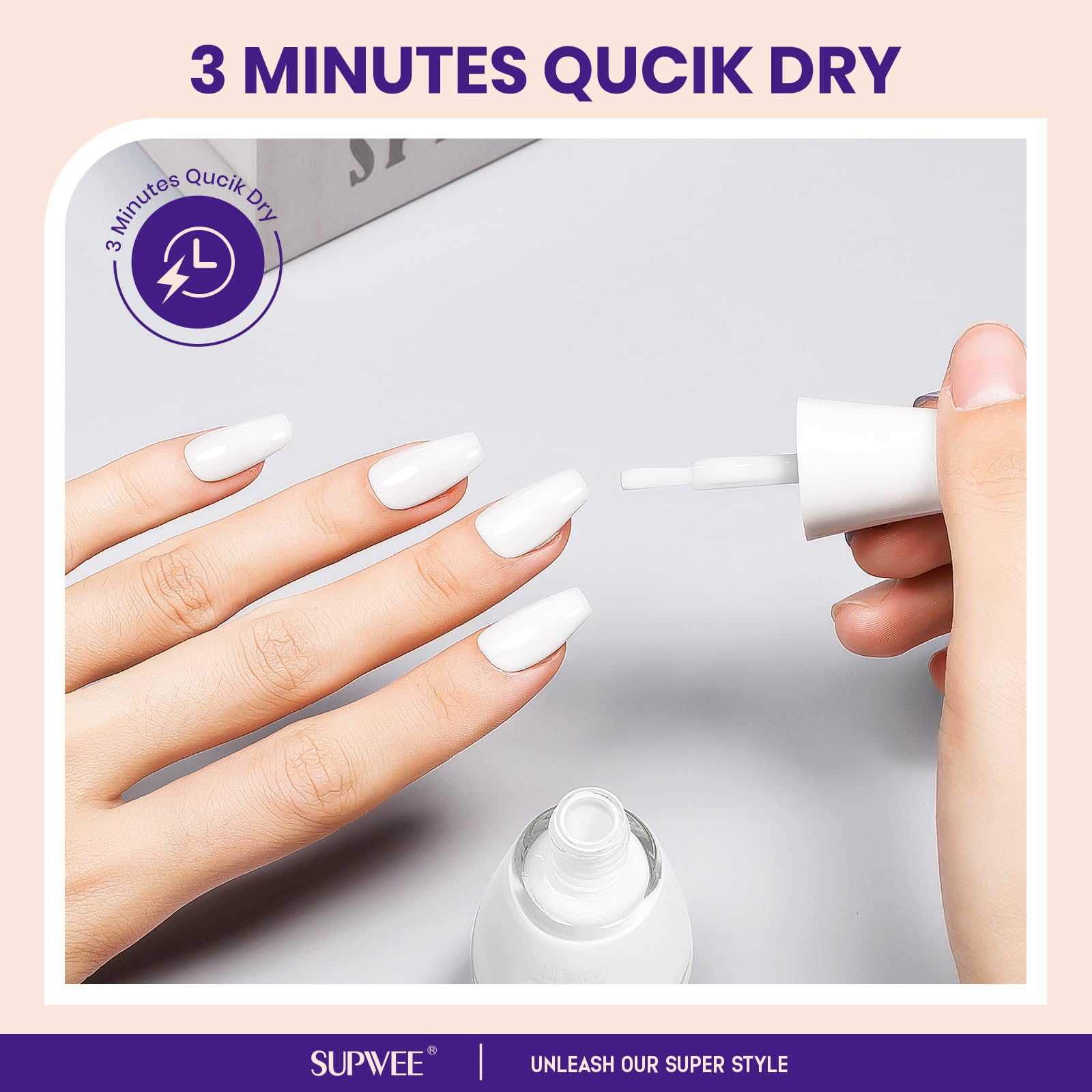 Milky White Quick Dry Nail Polish - 16ml Fast Drying High Glossy Nail Lacquer for Fall Manicure, DIY Nail Art & Salon Use | Perfect Gift for Women & Girls (Home, Party, Wedding, Daily Wear)