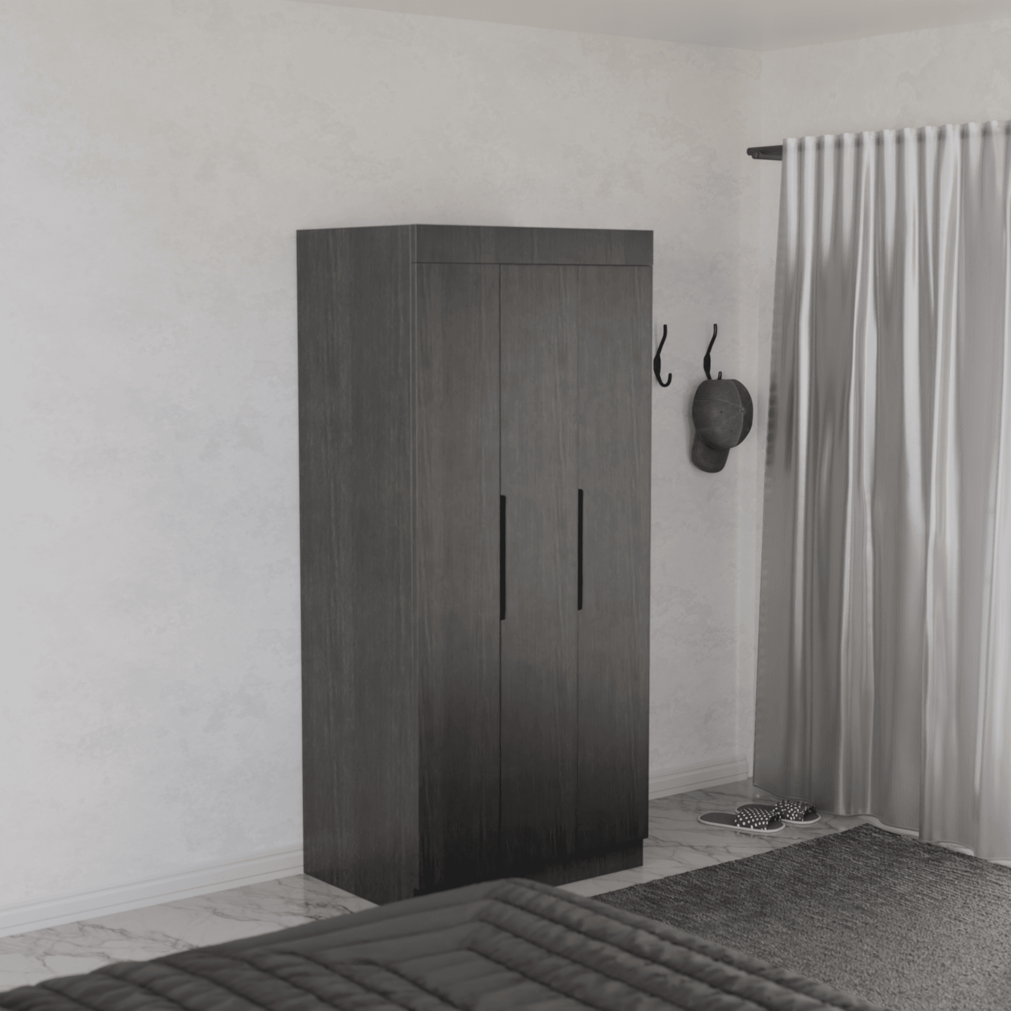 Harris 3-Door Open Wardrobe Closet - Modern Freestanding Storage for Bedroom, Living Room & Walk-In Closet Organization