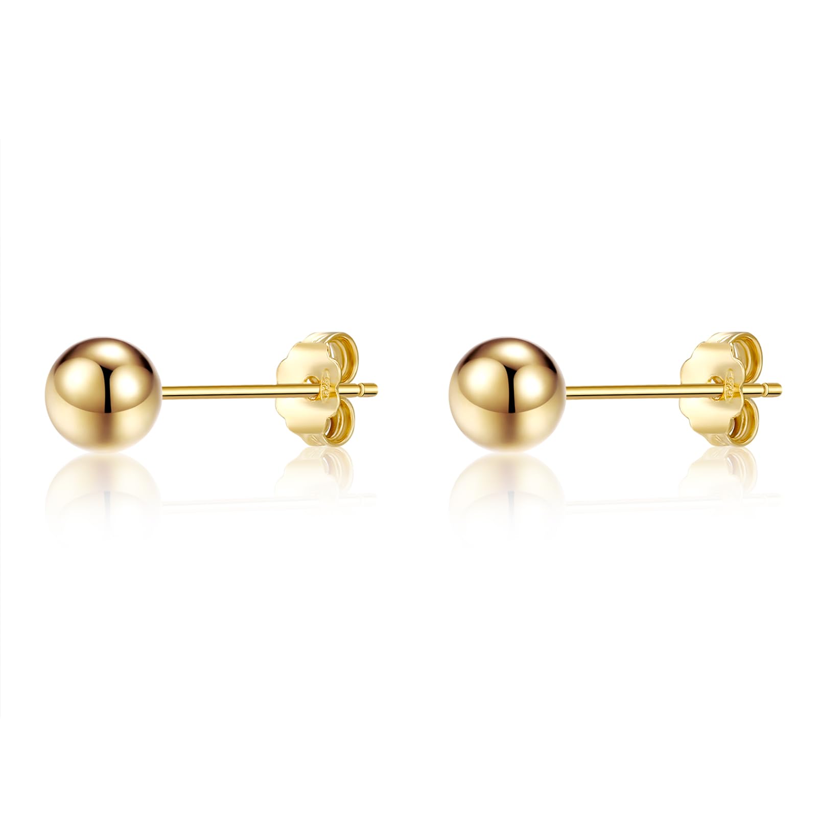 Hypoallergenic Gold Flat Back Stud Earrings for Women - ToHeart Stud Ball Earrings | Perfect for Everyday Wear, Parties & Gifts
