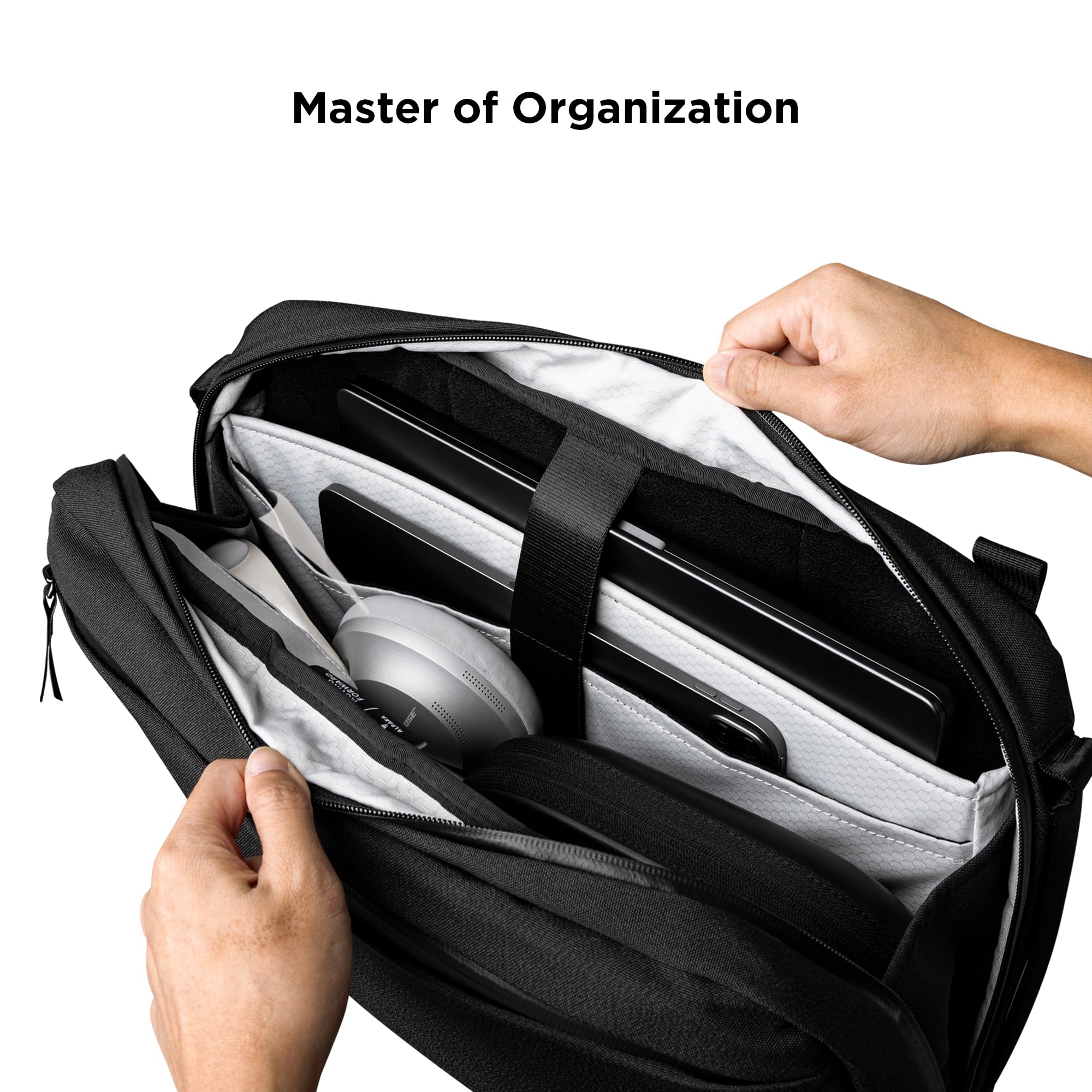 ALPAKA Elements Tech Brief Pro - Waterproof 600D Axoflux Black Laptop Bag for 16-Inch MacBook Pro - Convertible Crossbody, Shoulder, Briefcase & Backpack - 15L Weatherproof EDC Bag for Work, Travel & Commuting