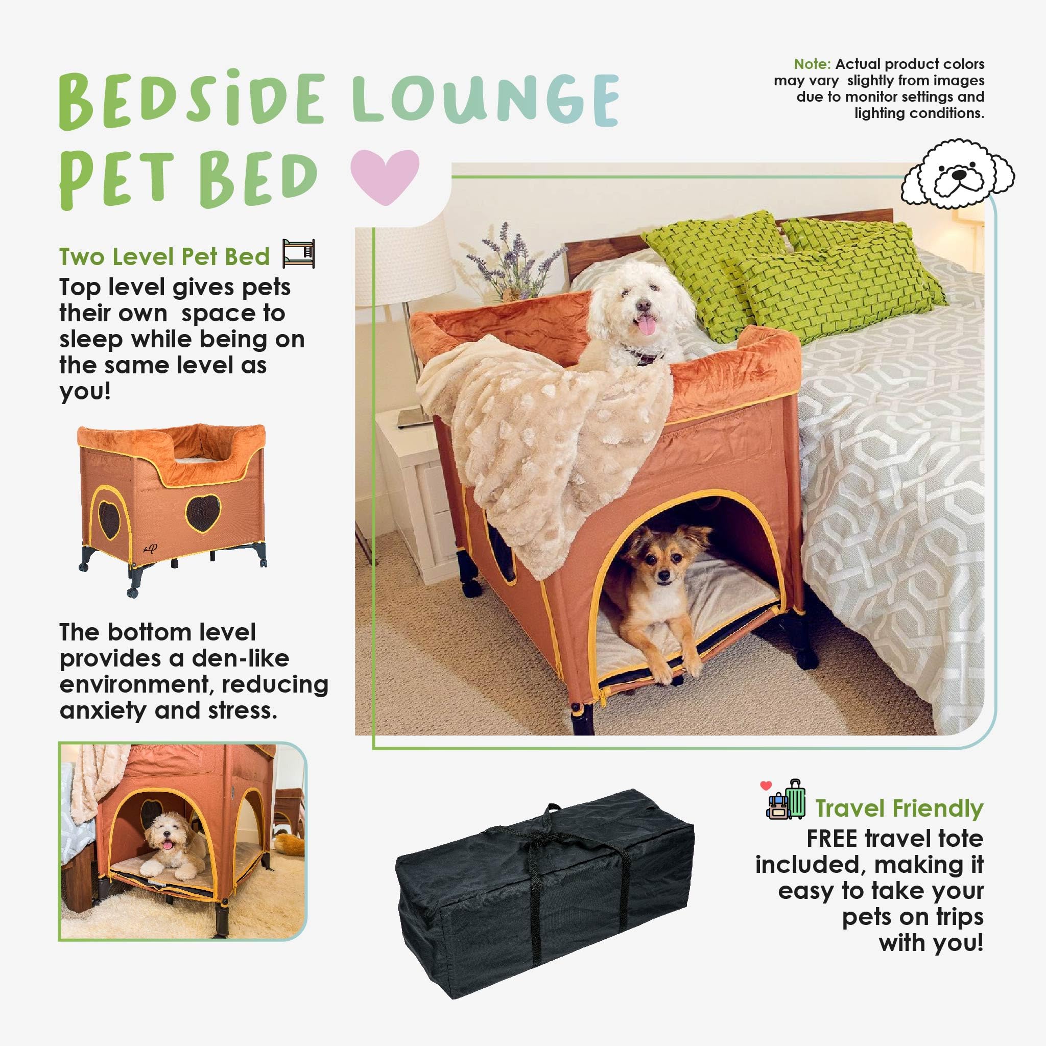 Premium Raised Pet Bed for Cats & Dogs - Lion's Den Design Bunk Bed for Medium Pets (39