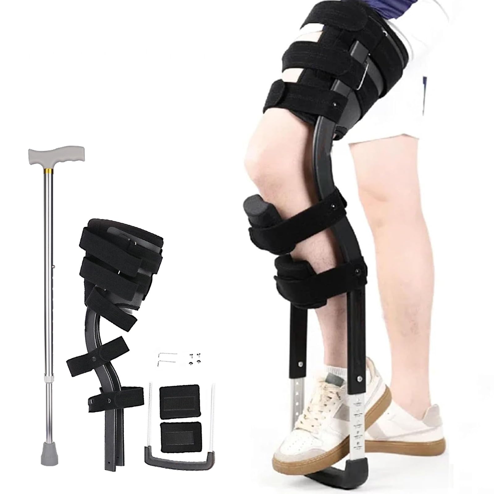 **Hands Free Knee Crutches for Adults - Adjustable Height, Anti-Slip Leg Support for Walking, Injury Recovery, Ankle Fracture & Plantar Fasciitis Relief - Ideal for Mobility Assistance & Post-Surgery Rehabilitation**