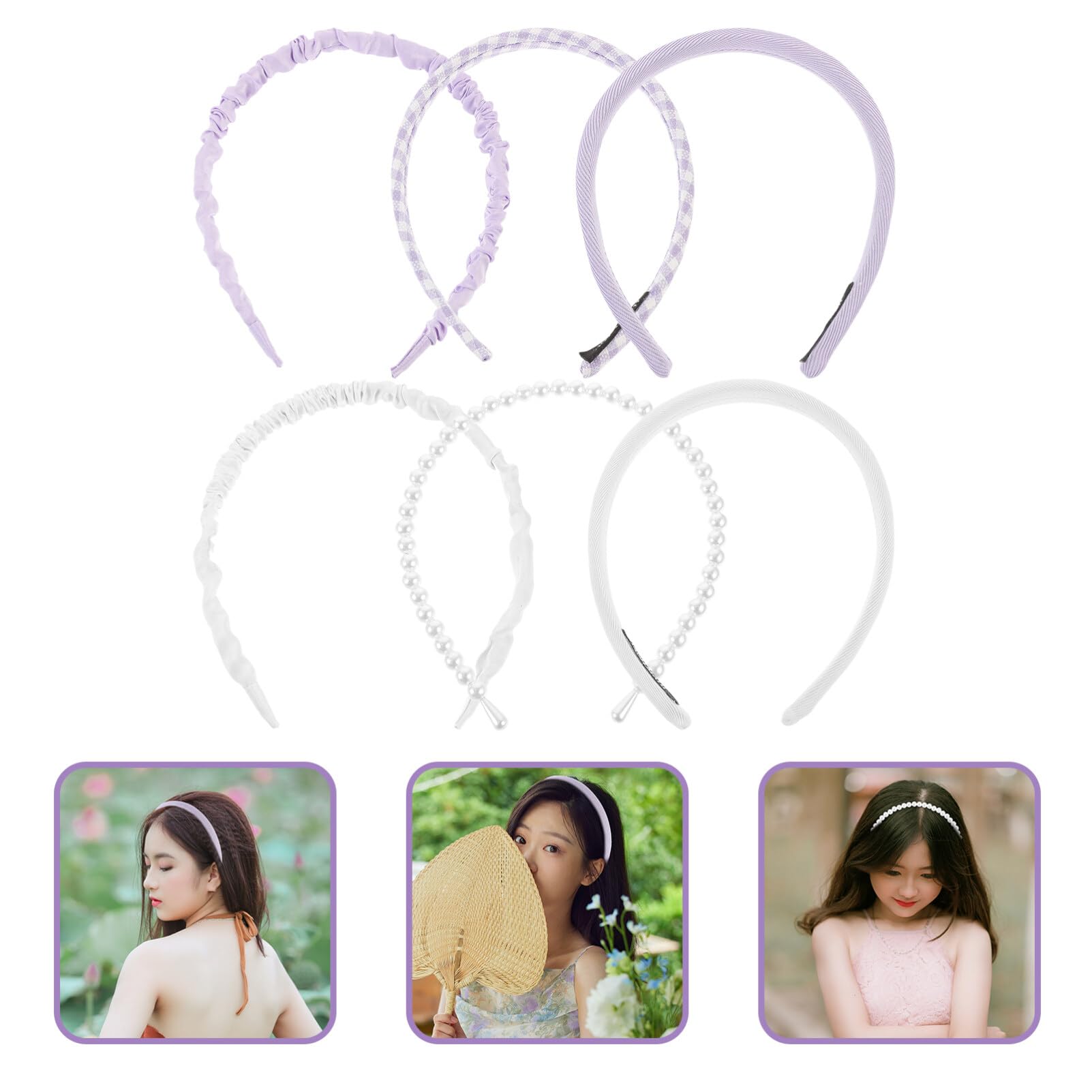 Beaupretty 6-Piece Curly Hair Ties Set - Soft Fabric Hair Accessories for Women & Girls, Headbands for Short Hair, Face Wash & Spa Headbands - Perfect for Daily Use, Workouts, and Beauty Routines