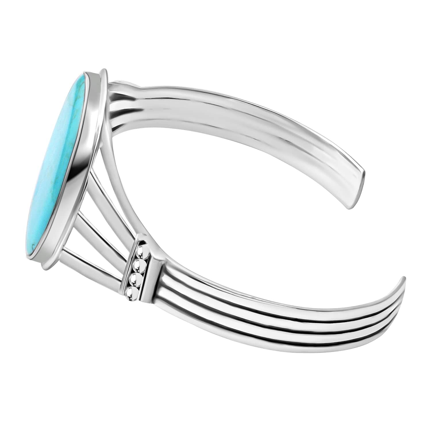 Shop LC Santa Fe Style Kingman Turquoise Bangle Cuff Bracelet for Women - 925 Sterling Silver Jewelry, 7