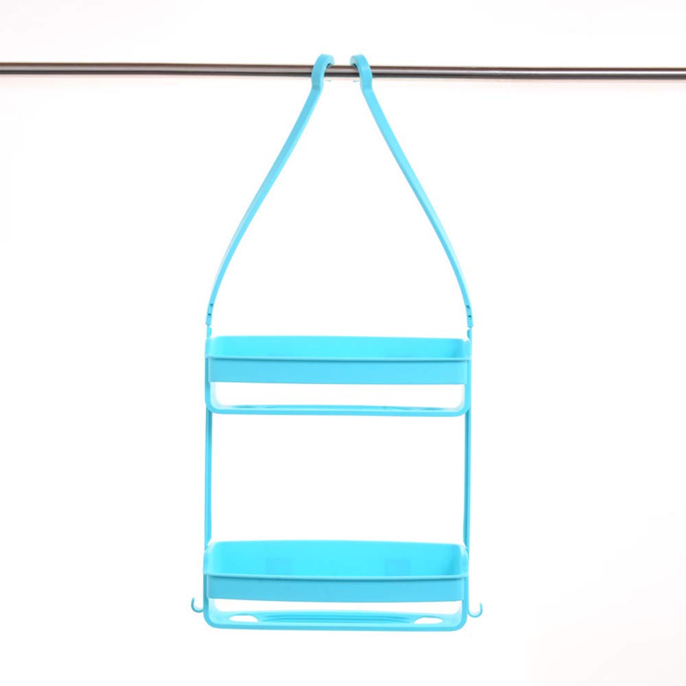 R FLORY 2-Tier Detachable Plastic Shower Caddy - Wall Mount Bathroom Organizer with Easy Dry Design, Space Saving Storage for Shampoo, Soap & Bath Essentials (Blue) - Perfect for Small Bathrooms, Showers & Dorm Rooms