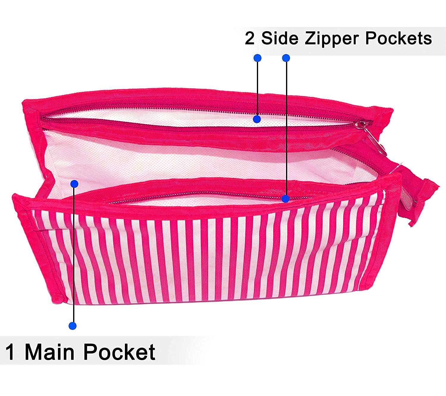 KIVYA Travel Pouch Storage Bags Set of 3 - Waterproof Makeup Organizer, Jewelry Case & Toiletry Bag for Women | Perfect for Travel, Gym & Daily Cosmetics Storage (Pink)