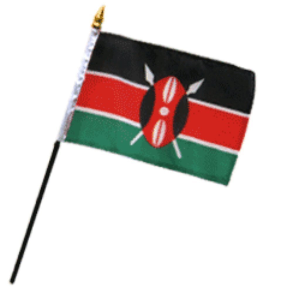Kenya 4x6 Inch Mini Desk Stick Flag - No Base Included - Perfect for Office Decor, International Events & Patriotic Displays (1 Flag)