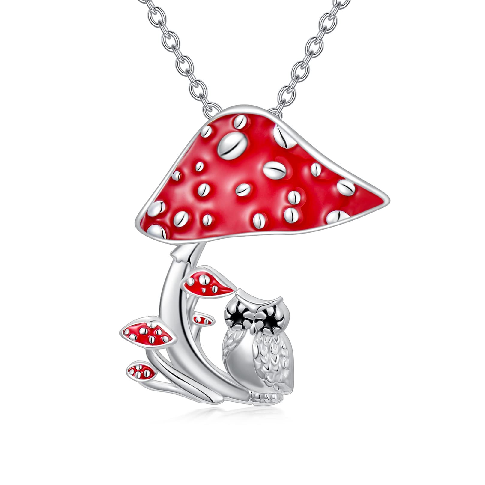 925 Sterling Silver Mushroom Frog Necklace - Cute Botanical Jewelry Gift for Women, Wife, Girlfriend, Sister | Birthday, Anniversary, Valentine's Day Present | Perfect for Nature Lovers, Outdoor Adventures & Boho Fashion