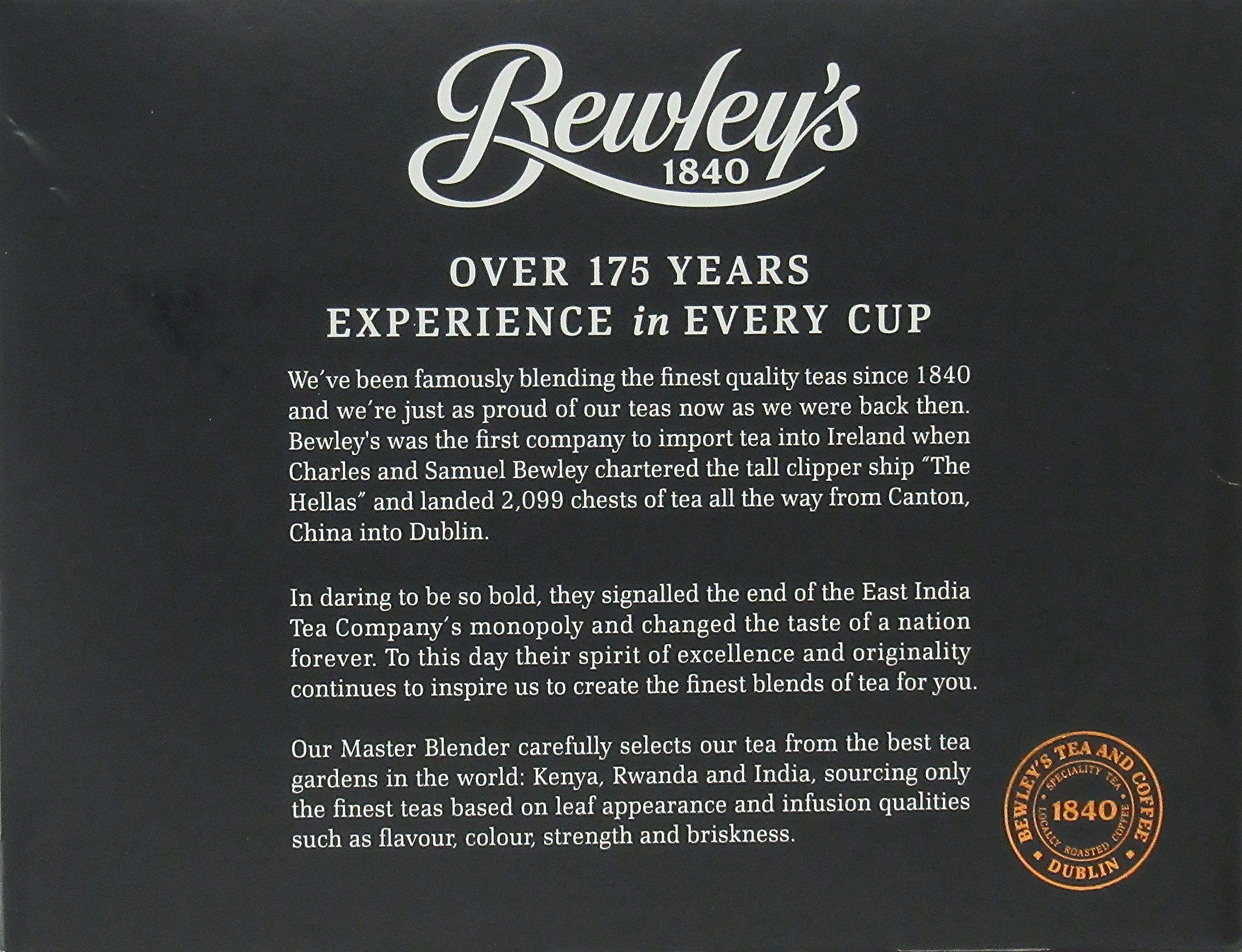 Bewley's Original Blend Tea Bags - 80 Count (8.8 oz) - Premium Irish Breakfast Tea for Morning Energy & Relaxation - Perfect for Home, Office or Gift Giving
