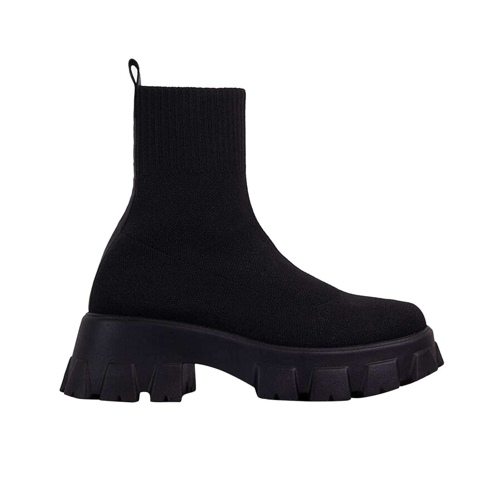 Bamboo Store Women's Knitted Platform Boots - Chunky Heel, Casual & Fashionable Short Boots for Women | Perfect for Fall, Winter & Everyday Wear