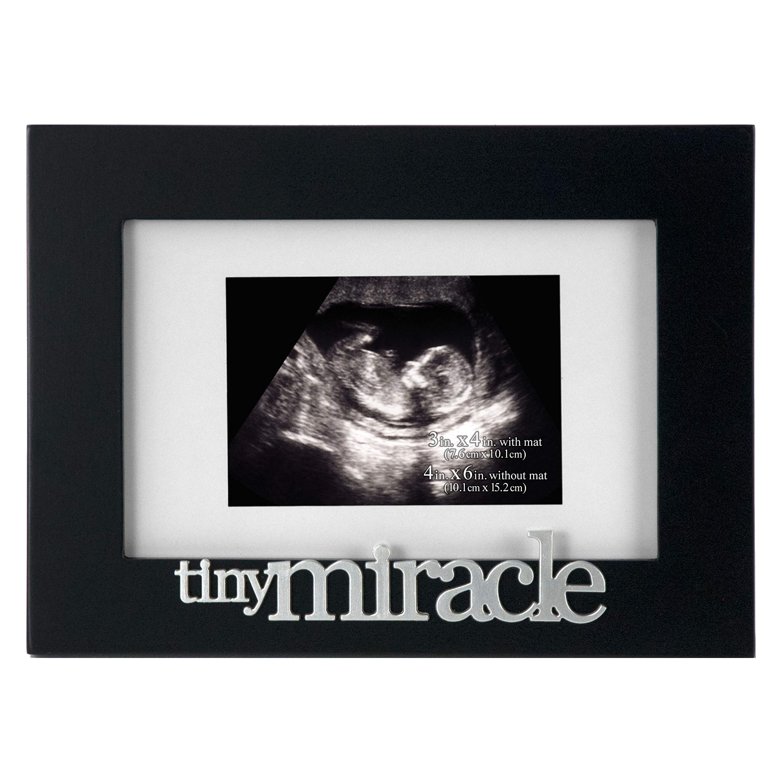 Malden International Designs Expressions Tiny Miracles Matted Picture Frame 3x4 4x6 Black - Perfect for Baby Photos, Family Portraits & Home Decor