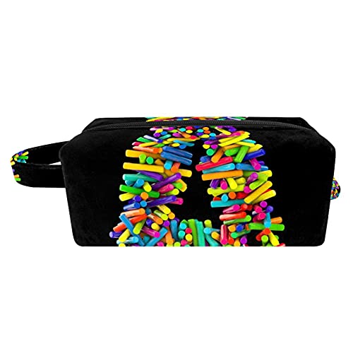 Stylish Travel Makeup Bag with Colored Stones - Waterproof Cosmetic Organizer Pouch with Zipper & Handle for Women | Perfect for Vacation, Gym, and Daily Essentials Storage