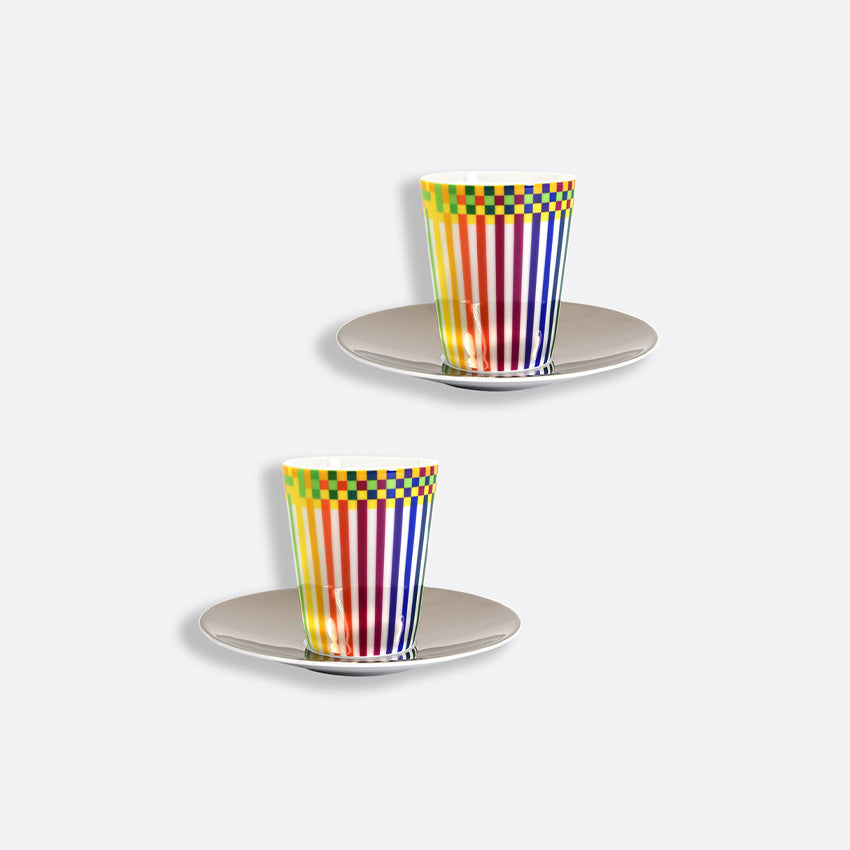 Bernardaud Colorful B29 Cup Set of 2 - Elegant Porcelain Tea Cups for Afternoon Tea & Coffee Lovers