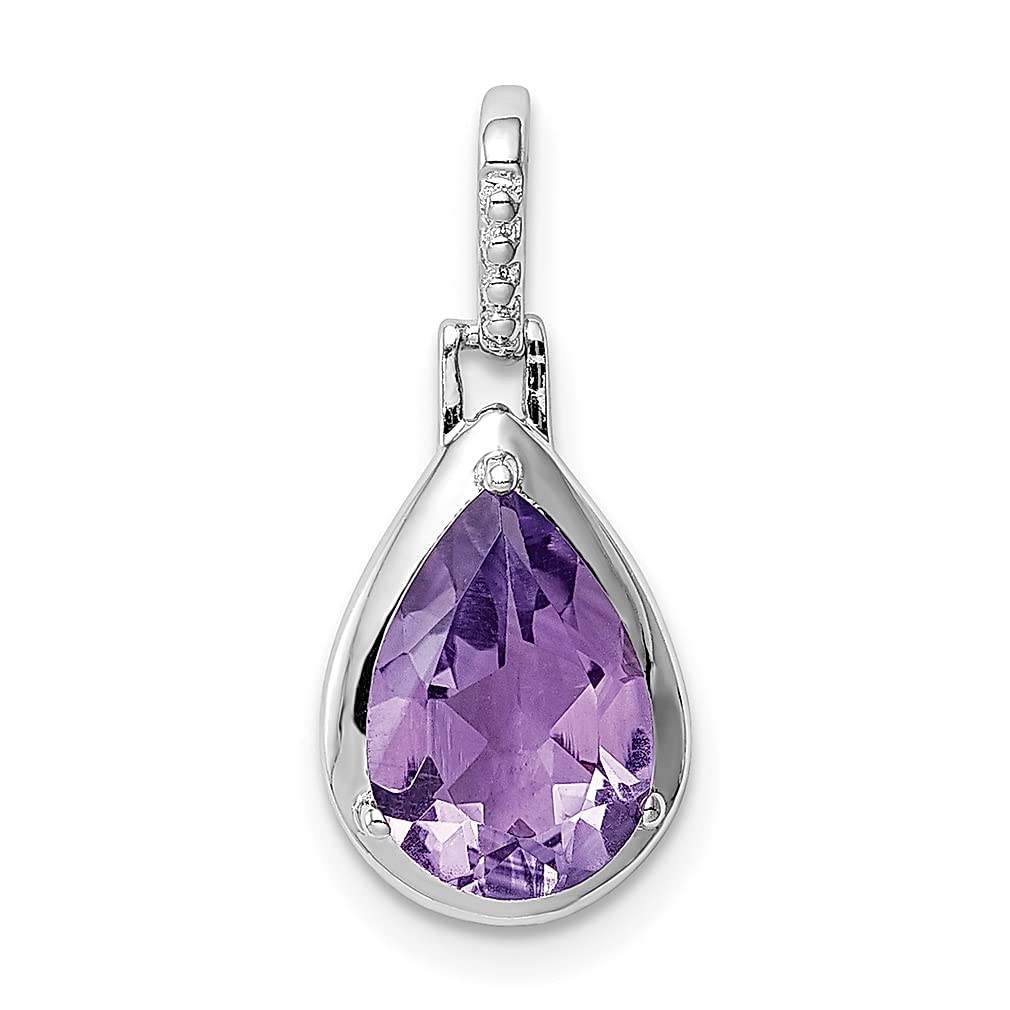925 Sterling Silver Purple Amethyst Teardrop Pendant Necklace - February Birthstone Jewelry for Women | Elegant Gift for Her, Perfect for Valentine's Day, Anniversary & Special Occasions