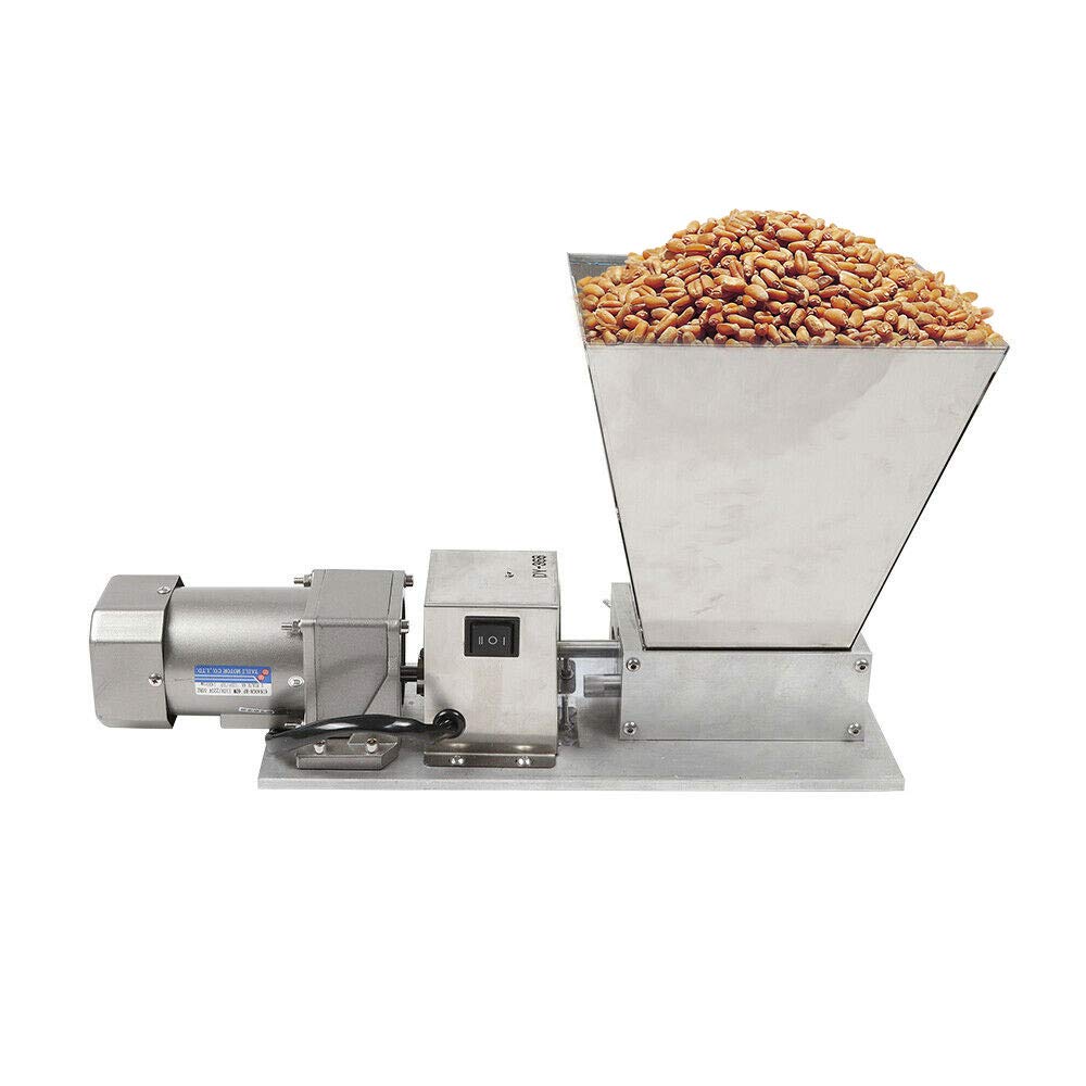 Electric Grain Mill Grinder 110V - 40W Stainless Steel Barley Crusher with 4 Hopper & 2 Rollers - Home Brewing Malt Mill for Wheat, Cereal, Beans - Perfect for Homebrew Beer, Bread Making & Healthy Cooking