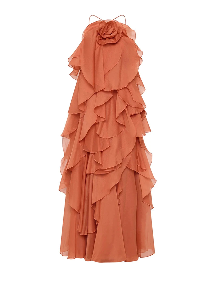 Women's Backless Slimming Patchwork Ruffles Dress - Sleeveless High Waist Elegant Camisole Dress for Summer Parties, Date Nights & Beach Vacations | Fashionable Female Bodycon Dress
