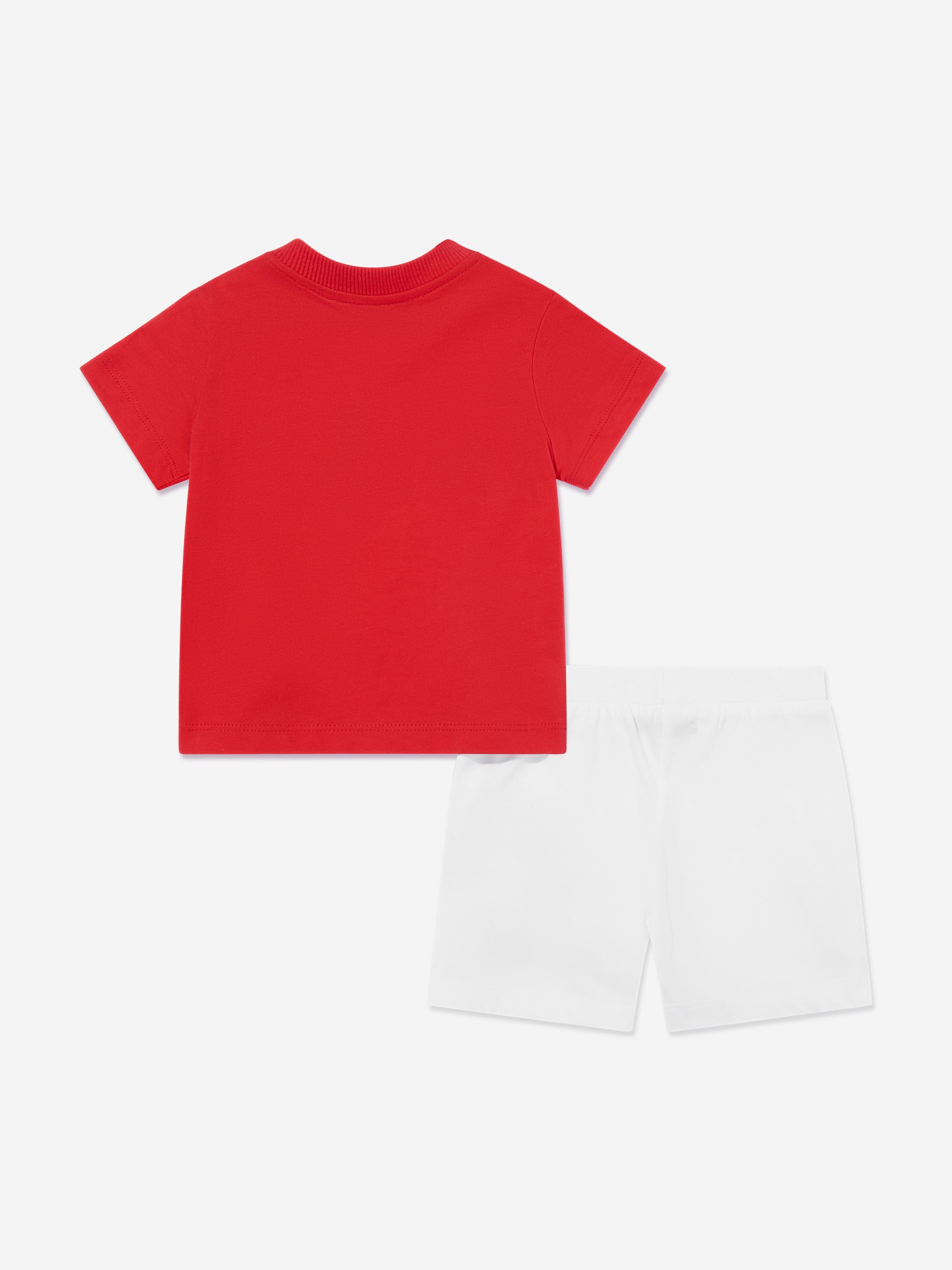 Adorable Baby Teddy Bear Logo Short Sleeve Set - Red Cotton Outfit for Infants & Toddlers | Perfect for Playtime, Photo Shoots & Special Occasions