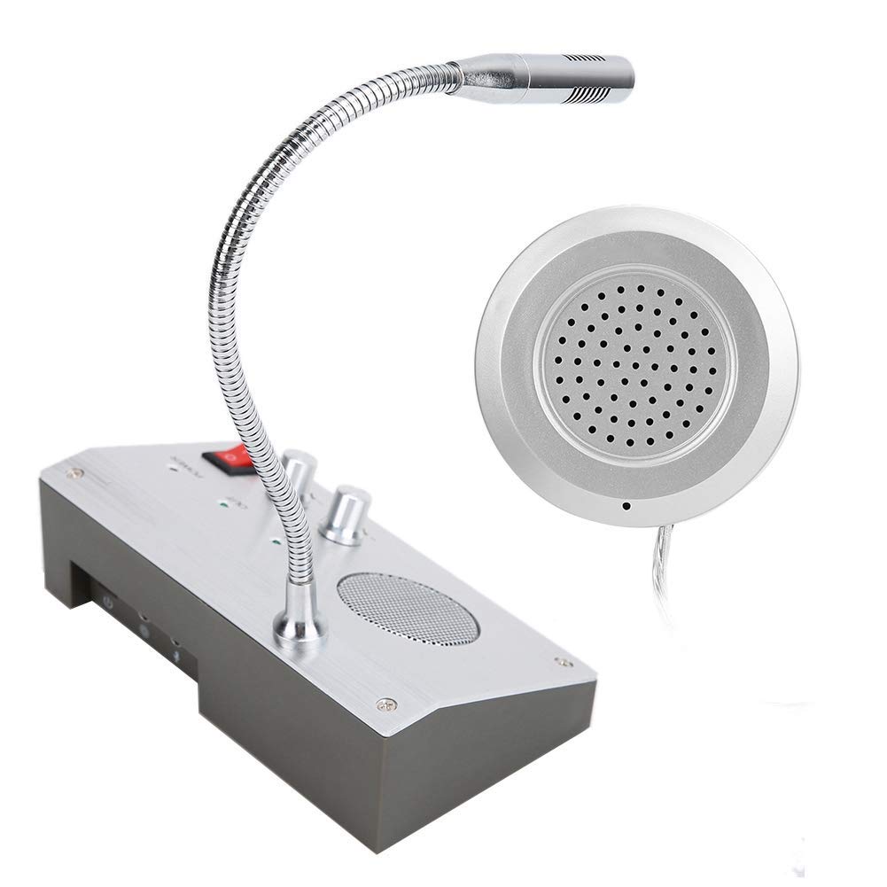 Dual-Way Intercom Microphone with Noise Cancellation for Clear Communication - Ideal for Banks, Offices, Stores & Train Stations - Window Counter Speaker System with Walkie-Talkie Function (US Stock)