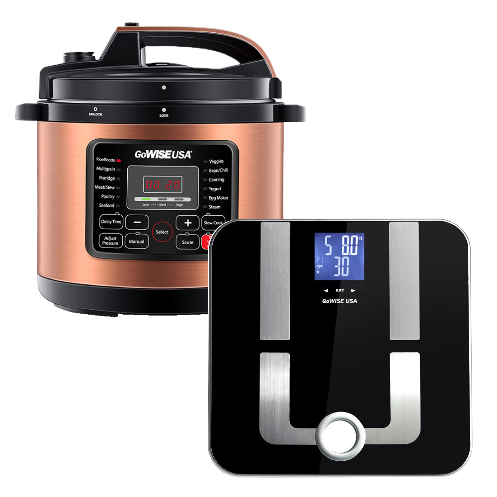 12-in-1 Multi-Function Electric Pressure Cooker with Smart Body Fat Scale - Perfect for Meal Prep, Healthy Cooking & Weight Management at Home