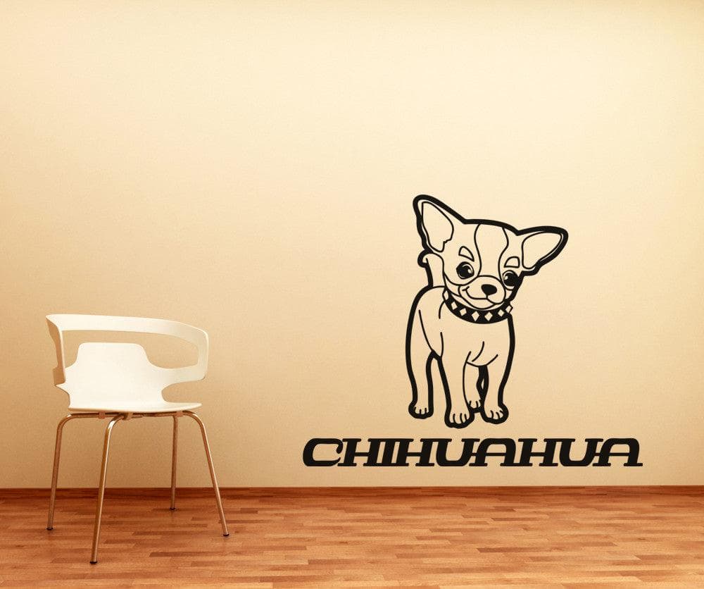 Chihuahua Vinyl Wall Decal Sticker - Removable Home Decor for Bedroom, Nursery, Living Room | Dog Lover Gift Idea